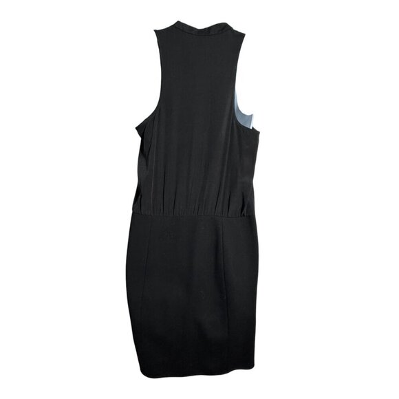 Tibi Asymmetric leather Wrap Dress size 0 black lamb leather and silk sleeveless - Picture 6 of 11
